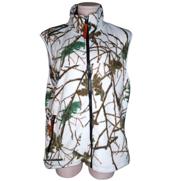 TRAIL CREST Womens M White Camo Fleece Full Zip Vest Hunting Hiking - Picture 1 of 14